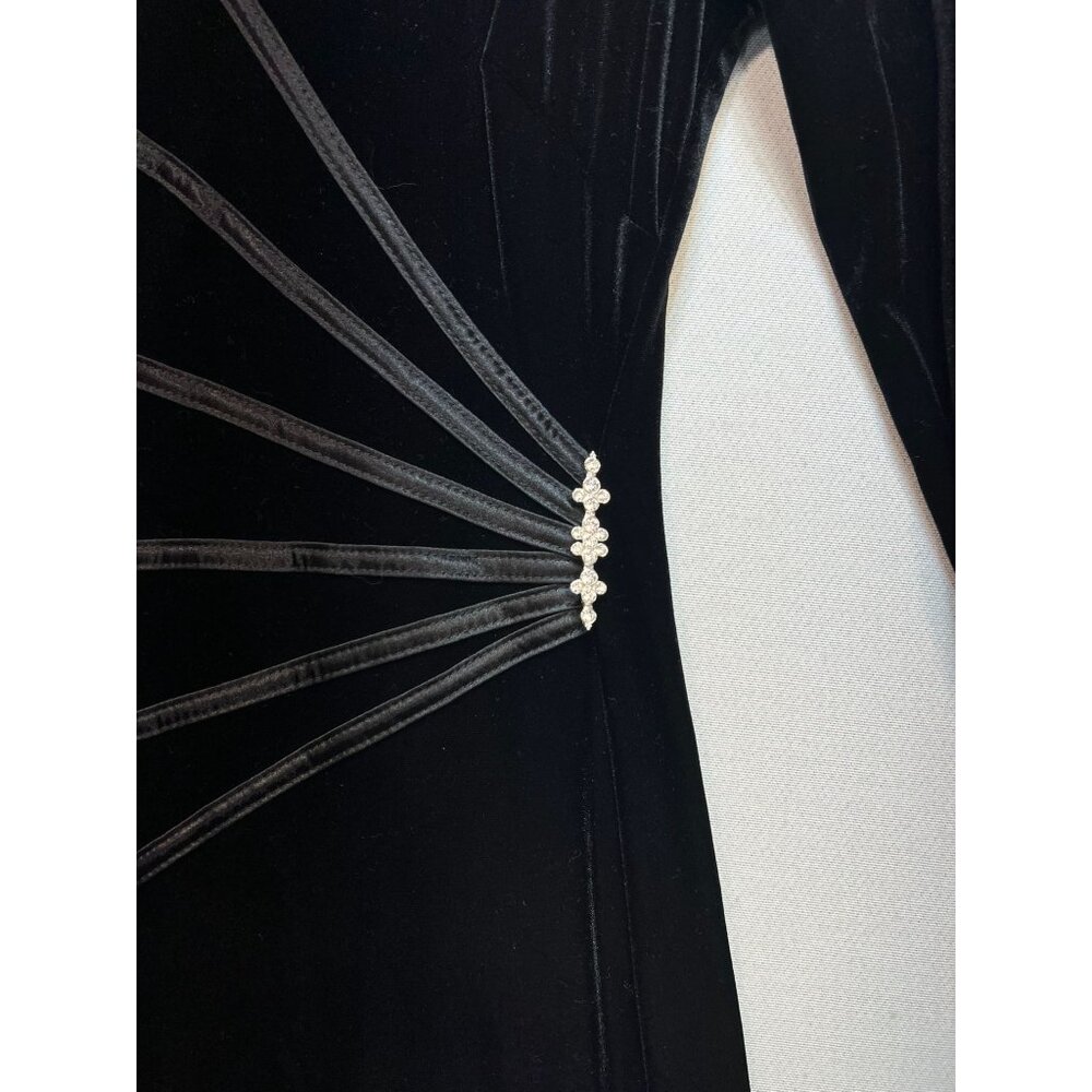 Connected Apparel Women's Holiday Velvet Formal Dress Long Sleeve Size 8 Black - Picture 8 of 12